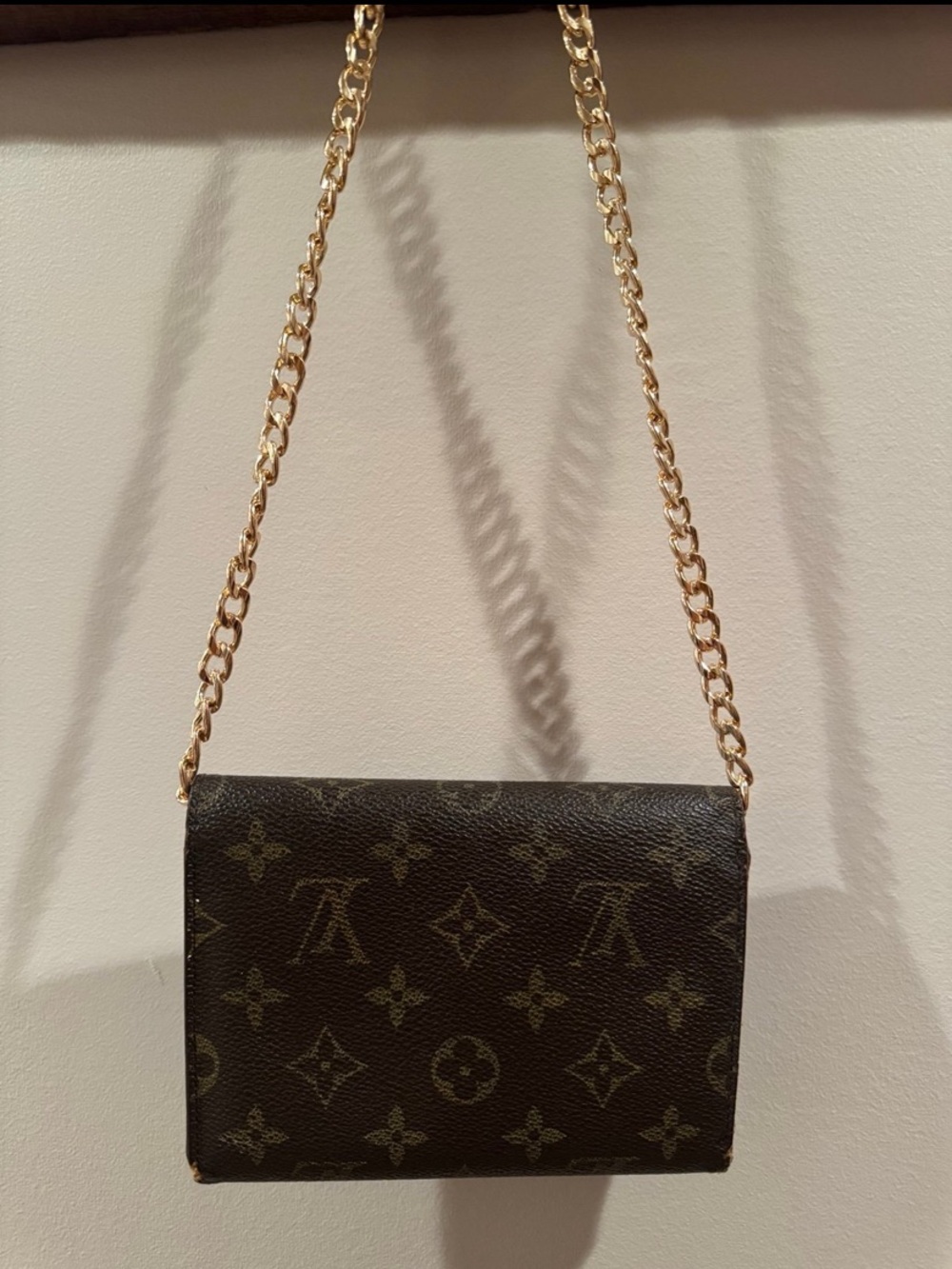 Louis Vuitton Monogram Mini Chain Crossbody in Brown and Gold